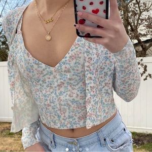 Floral Zara cardigan and tank co ord